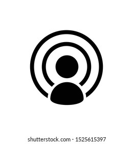 Avatar vector icon. Social network sign. Human symbol. Wireless technology. Communication. Smart search concept. Man silhouette. Connection. Sensor element. Flat simple line graphic illustration.