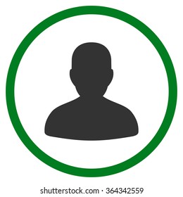 Avatar vector icon. Style is bicolor flat circled symbol, green and gray colors, rounded angles, white background.