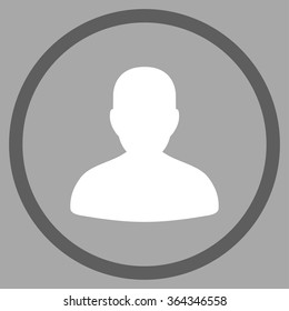 Avatar vector icon. Style is bicolor flat circled symbol, dark gray and white colors, rounded angles, silver background.