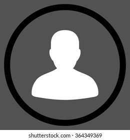 Avatar vector icon. Style is bicolor flat circled symbol, black and white colors, rounded angles, gray background.