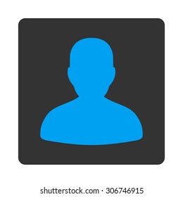 Avatar vector icon. This flat rounded square button uses white and gray colors and isolated on a white background.