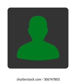 Avatar vector icon. This flat rounded square button uses green and gray colors and isolated on a white background.