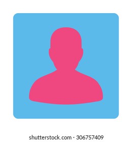Avatar vector icon. This flat rounded square button uses pink and blue colors and isolated on a white background.