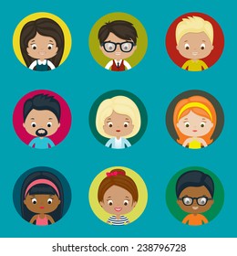 Avatar vector icons set for website. Males and females.