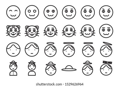 Avatar vector illustration icon set 1. Included the icons as face, user, man, woman, characters, style and more. - Vector