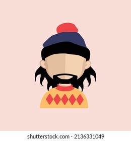 Avatar vector illustration with wearing a coloring cap