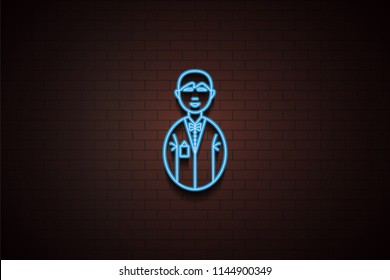 avatar waiter icon in neon style. One of Avatars collection icon can be used for UI/UX