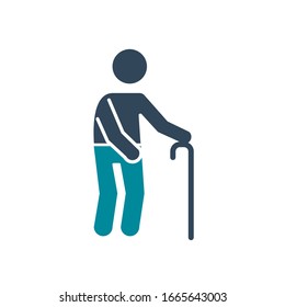 avatar with walking stick silhouette style icon design, Insurance health care security protection life accident and guard theme Vector illustration