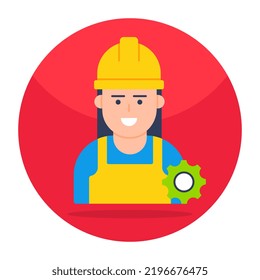Avatar wearing hard hat, icon of labor