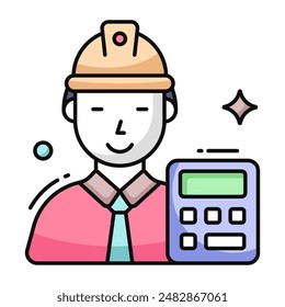 Avatar wearing hard hat, icon of labor