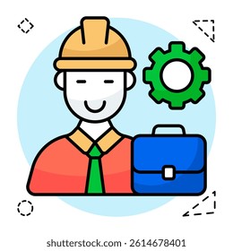 Avatar wearing hard hat, icon of labor