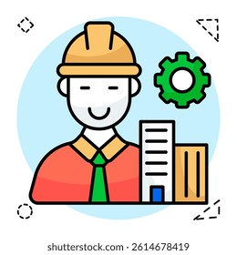 Avatar wearing hard hat, icon of labor