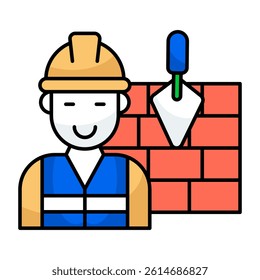 Avatar wearing hard hat, icon of labor
