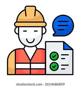 Avatar wearing hard hat, icon of labor