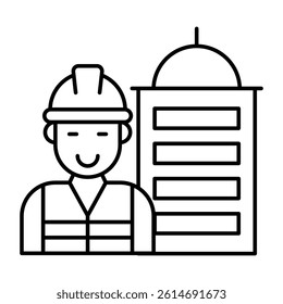 Avatar wearing hard hat, icon of labor