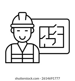 Avatar wearing hard hat, icon of engineer