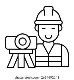 Avatar wearing hard hat, icon of engineer