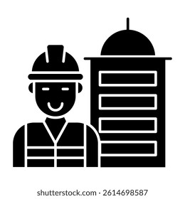 Avatar wearing hard hat, icon of labor