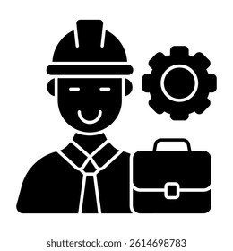 Avatar wearing hard hat, icon of labor