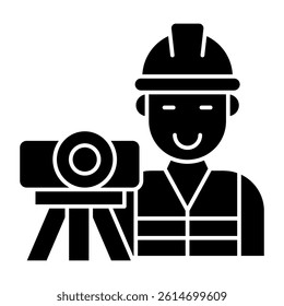 Avatar wearing hard hat, icon of engineer