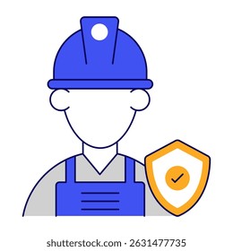 Avatar wearing hard hat, icon of labor security