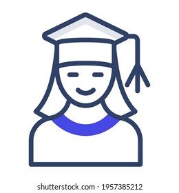 Avatar wearing mortarboard, female graduate icon