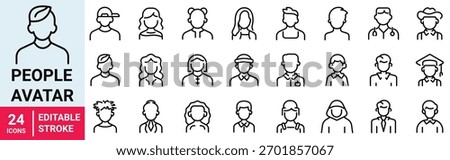 Avatar web line icons. User Icons. Different men and women characters collection. People icons