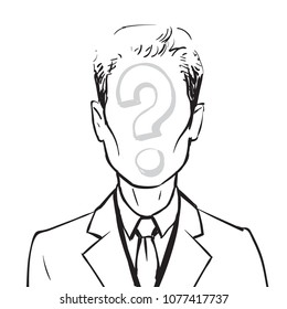 avatar white male, vector, question mark
