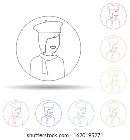 Avatar of woman artist in multi color style icon. Simple thin line, outline vector of avatar icons for ui and ux, website or mobile application