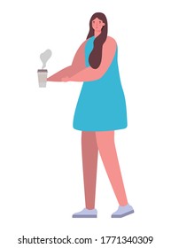 Avatar woman with coffee mug design, Girl female person people human and social media theme Vector illustration