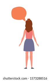 Avatar woman with communication bubble design, Girl female person people human and social media theme Vector illustration