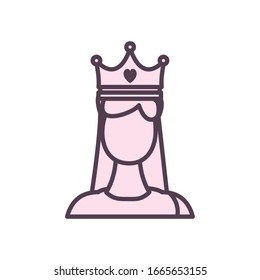 Avatar woman with crown line style icon design, Girl female person people human and social media theme Vector illustration