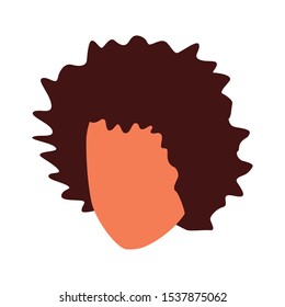 avatar woman with curly hair over white background, vector illustration