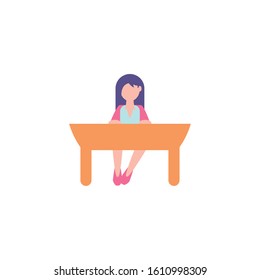 Avatar woman and desk design, Girl female person people human and social media theme Vector illustration