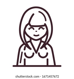 avatar woman female character portrait cartoon vector illustration line style icon