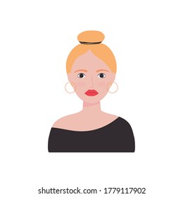 avatar woman with makeup over white background, flat style, vector illustration