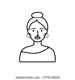 avatar woman with makeup over white background, line style, vector illustration