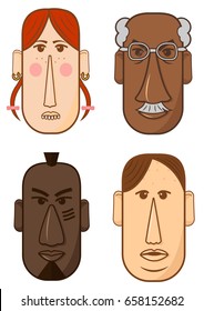 Avatar, woman, man heads characters.