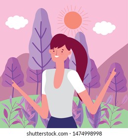 Avatar woman in park vector design vector illustration