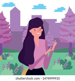 Avatar woman in park vector design vector illustration