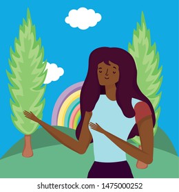 Avatar woman in park vector design