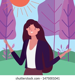 Avatar woman in park vector design vector illustration