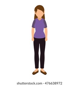 avatar woman standing  female person wearing casual clothes cartoon vector illustration