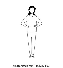 avatar woman standing icon over white background, vector illustration