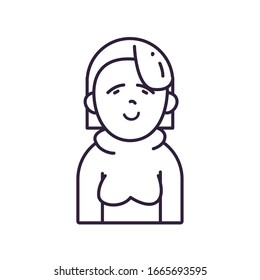 Avatar woman with sweater line style icon design, Girl female person people human and social media theme Vector illustration