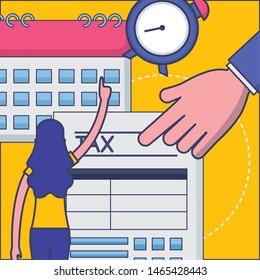 Avatar woman with tax design, Money finance accounting commerce market payment and government theme Vector illustration