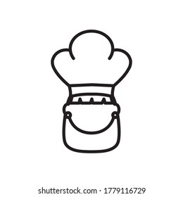 avatar woman wearing chef hat icon over white background, line style, vector illustration