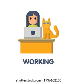 Avatar woman working  flat icon style design illustration on white background eps.10