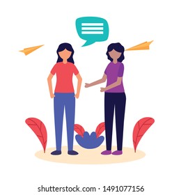 Avatar women design, Teamwork support collaborative cooperation work unity and idea theme Vector illustration