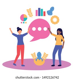 Avatar women design, Teamwork support collaborative cooperation work unity and idea theme Vector illustration